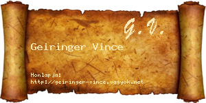 Geiringer Vince névjegykártya